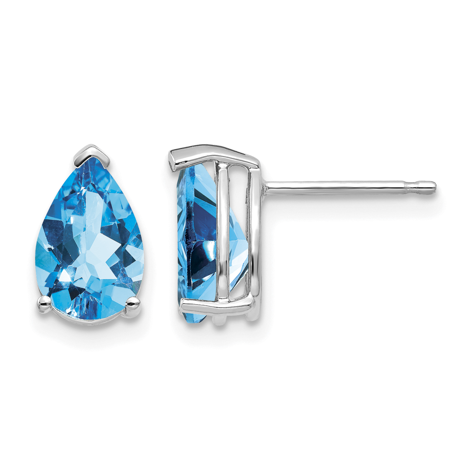 14k White Gold 9x6mm Blue Topaz Earrings (XE82WBT)