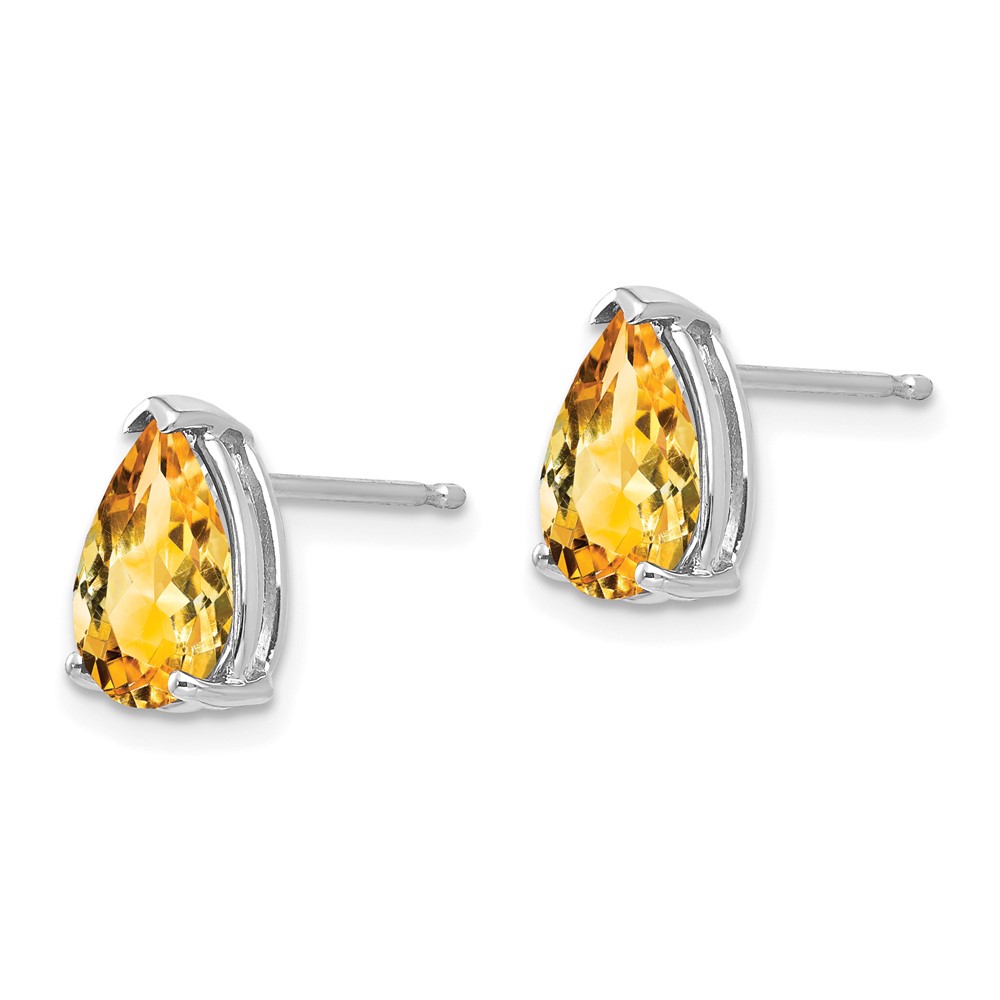 14k White Gold 9x6mm Pear Citrine Earrings (XE82WCI)