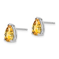 14K White Gold 9x 6mm Pear Citrine Post Earrings view 2