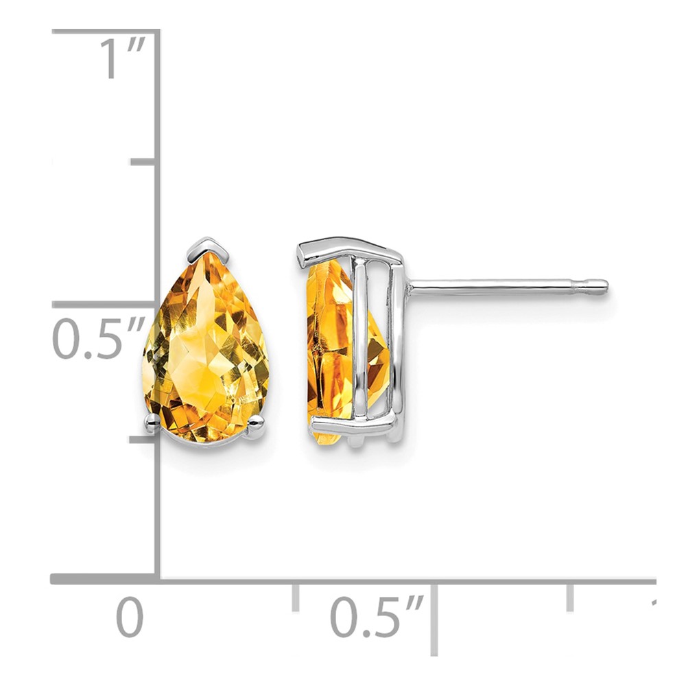 14k White Gold 9x6mm Pear Citrine Earrings (XE82WCI)