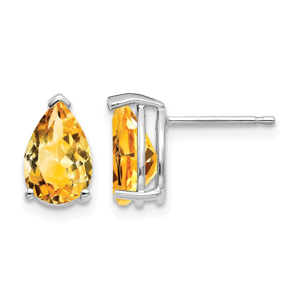 14k White Gold 9x6mm Pear Citrine Earrings (XE82WCI)