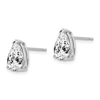 14K White Gold 9x 6mm Pear Cubic Zirconia Post Earrings view 2