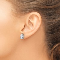 14K White Gold 9x 6mm Pear Cubic Zirconia Post Earrings view 3