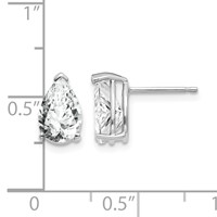 14K White Gold 9x 6mm Pear Cubic Zirconia Post Earrings view 4