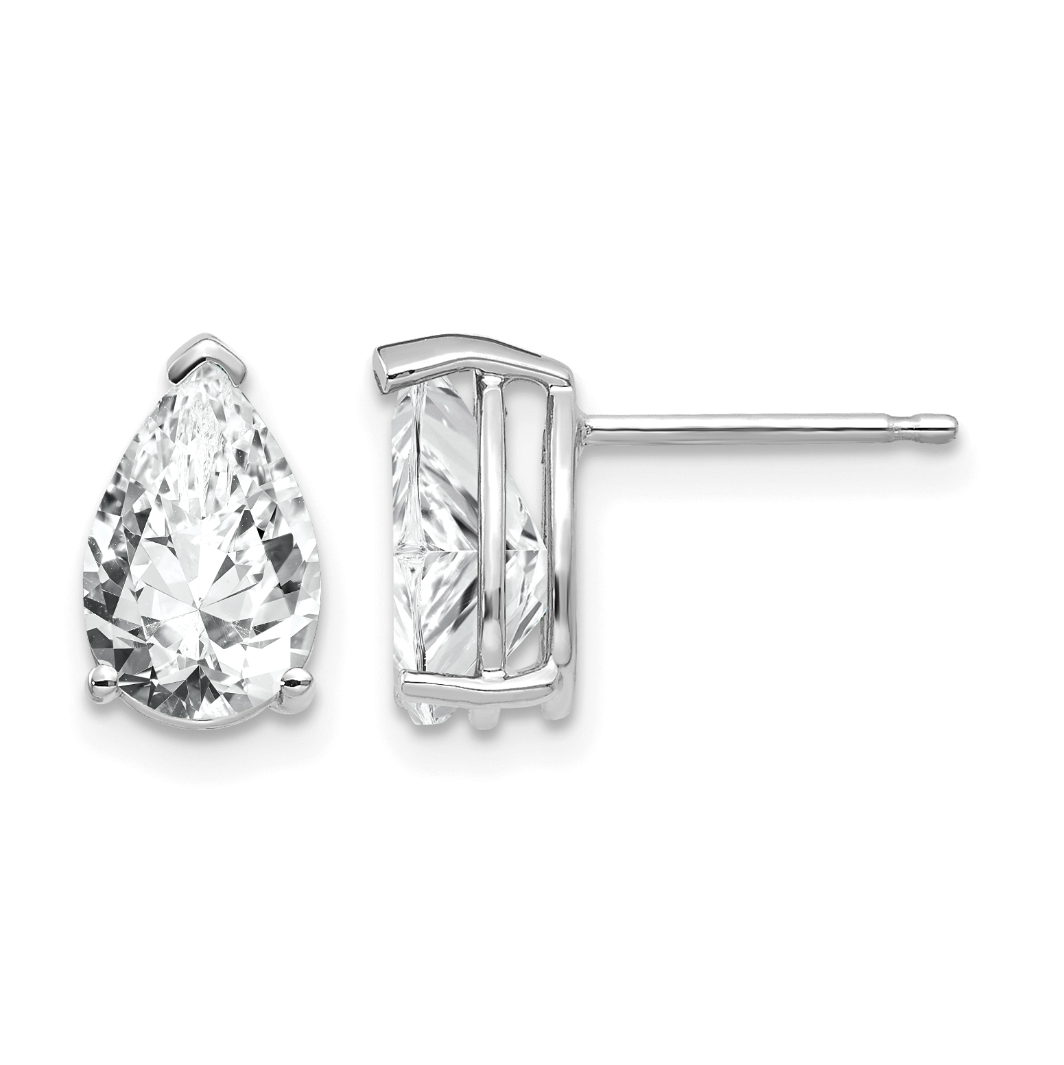 14k White Gold 9x6mm Pear Cubic Zirconia Earrings (XE82WCZ)