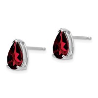 14K White Gold 9x 6mm Pear Garnet Post Earrings view 2