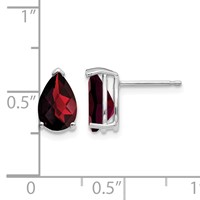 14K White Gold 9x 6mm Pear Checker-cut Garnet Post Earrings view 4