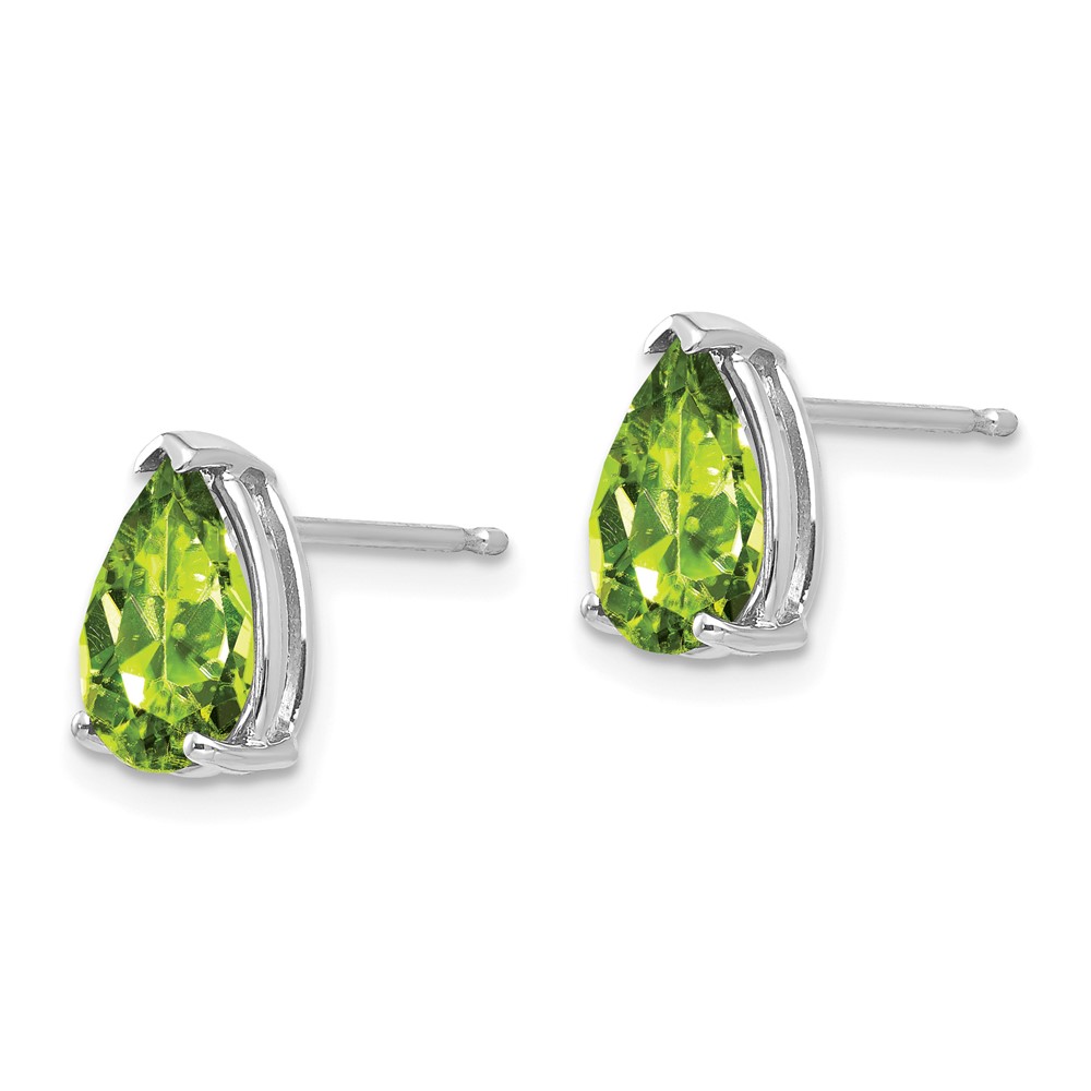14k White Gold 9x6mm Pear Peridot Earrings (XE82WPE)