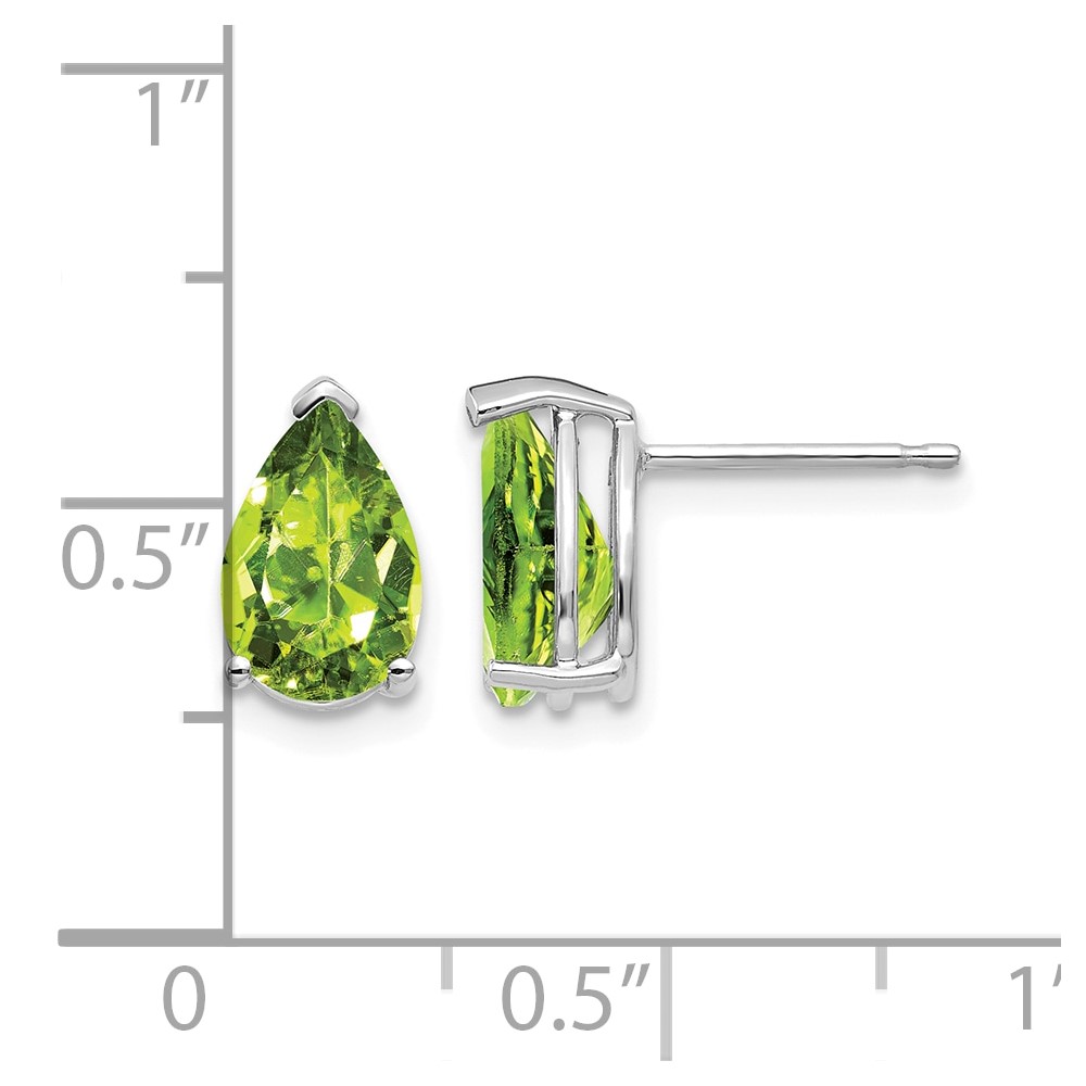 14k White Gold 9x6mm Pear Peridot Earrings (XE82WPE)