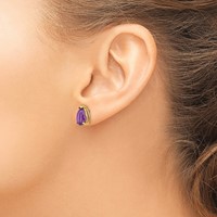 14K Yellow Gold 10x7mm Pear Amethyst Post Earrings view 3