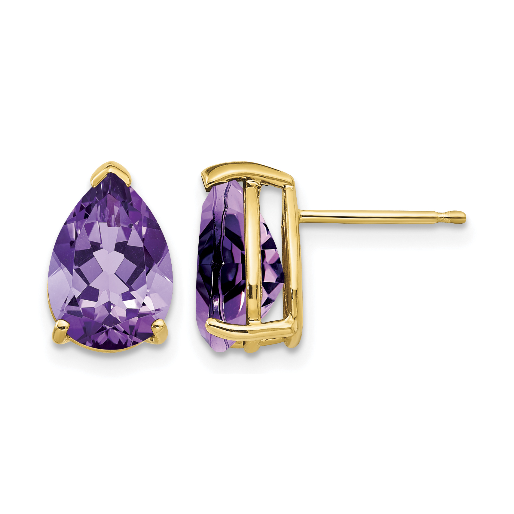 14k 10x7mm Pear Amethyst Earrings (XE83AM)