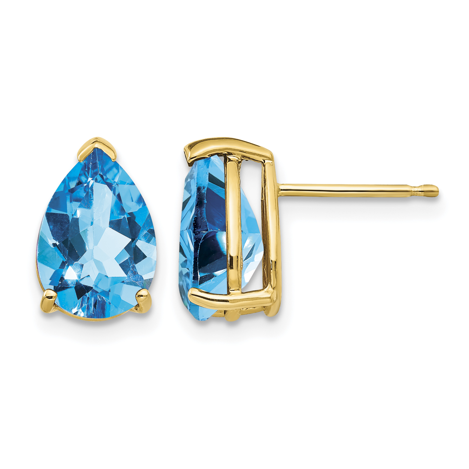 14k 10x7mm Pear Blue Topaz Earrings (XE83BT)