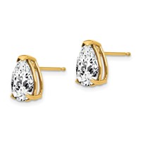 14K Yellow Gold 10x 7mm Pear Cubic Zirconia Post Earrings view 2