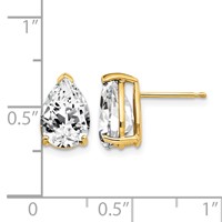 14K Yellow Gold 10x 7mm Pear Cubic Zirconia Post Earrings view 4