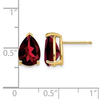 14K Yellow Gold 10x 7mm Pear Garnet Post Earrings view 4