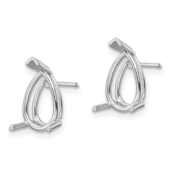 14k White Gold 10x7 Pear Earring Mountings