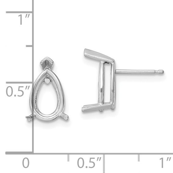 14k White Gold 10x7 Pear Earring Mountings