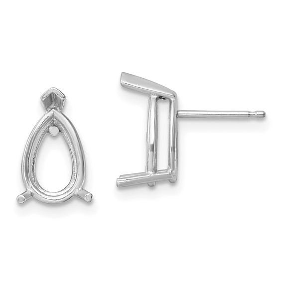 14k White Gold 10x7 Pear Earring Mountings