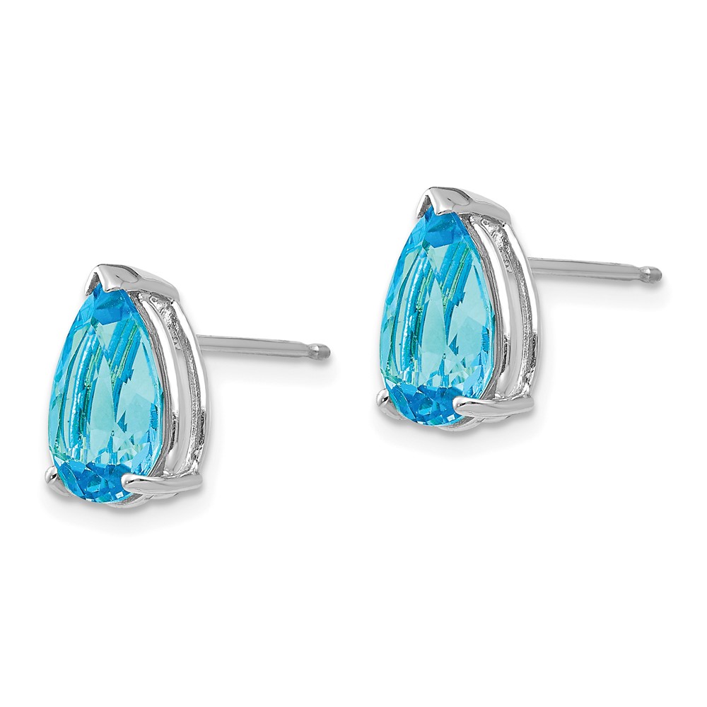 14k White Gold 10x7mm Pear Blue Topaz Earrings (XE83WBT)