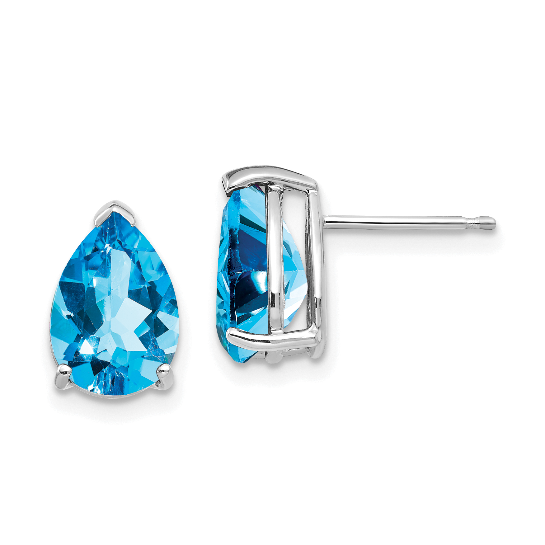 14k White Gold 10x7mm Pear Blue Topaz Earrings (XE83WBT)