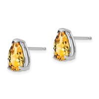 14K White Gold 10x7mm Pear Citrine Post Earrings view 2