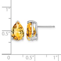 14K White Gold 10x7mm Pear Citrine Post Earrings view 4