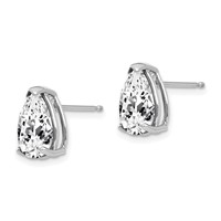 14K White Gold 10x 7mm Pear Cubic Zirconia Stud Earrings view 2