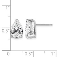 14K White Gold 10x 7mm Pear Cubic Zirconia Stud Earrings view 4
