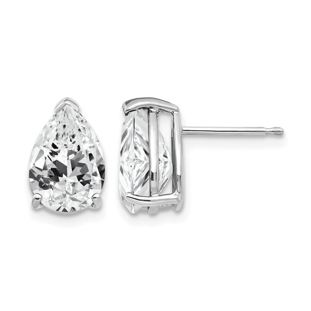 14K White Gold 10x 7mm Pear Cubic Zirconia Stud Earrings