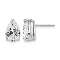 14K White Gold 10x 7mm Pear Cubic Zirconia Stud Earrings view 1