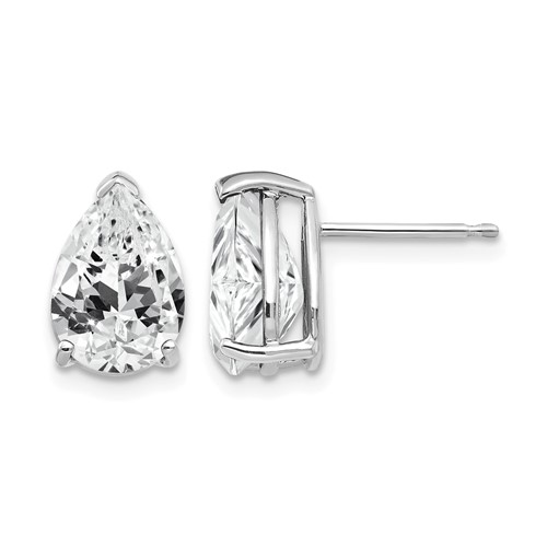 14K White Gold 10x 7mm Pear Cubic Zirconia Stud Earrings
