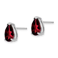 14K White Gold 10x 7mm Pear Garnet Post Earrings view 2