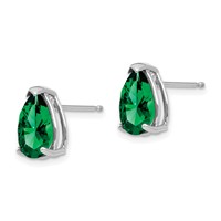 14K White Gold 10x7mm Pear Mount St. Helens Stud Earrings view 2
