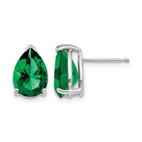 14K White Gold 10x7mm Pear Mount St. Helens Stud Earrings view 1