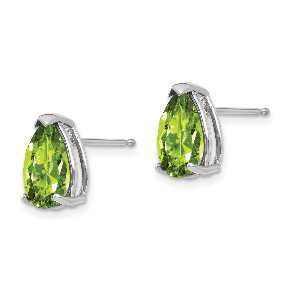 14k White Gold 10x7mm Pear Peridot Earrings (XE83WPE)