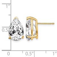 14K Yellow Gold 12x 8mm Pear Cubic Zirconia Post Earrings view 4