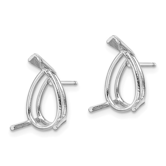 14k White Gold 12x8 Pear Earring Mountings