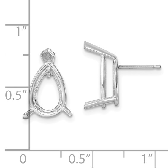 14k White Gold 12x8 Pear Earring Mountings