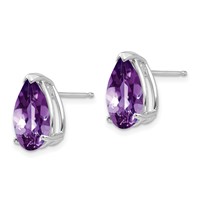 14K White Gold 12x 8mm Pear Amethyst Stud Earrings view 2