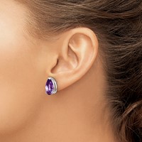 14K White Gold 12x 8mm Pear Amethyst Stud Earrings view 3