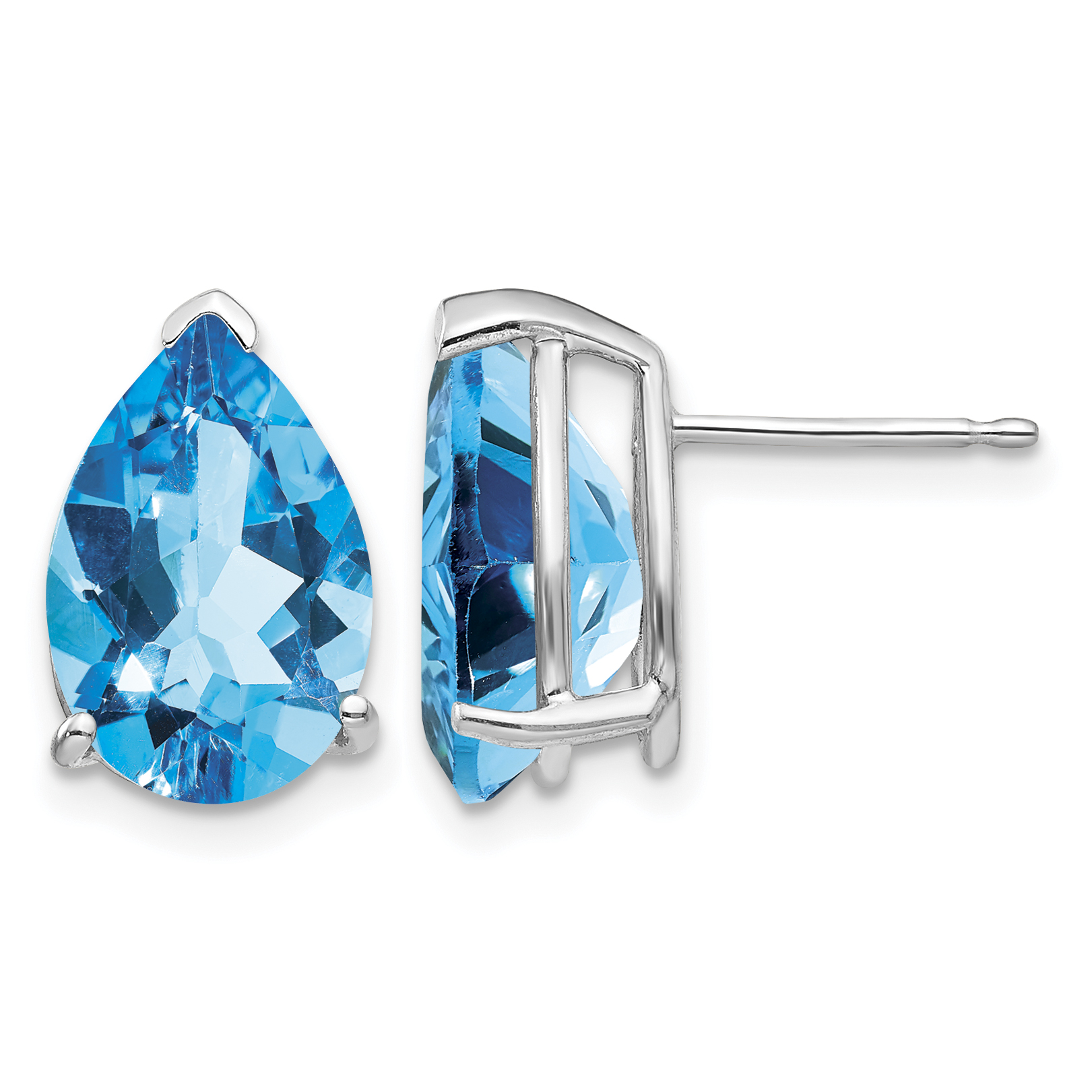 14k White Gold 12x8mm Pear Blue Topaz Earrings (XE84WBT)