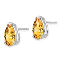 14K White Gold 12x8mm Pear Citrine Stud Earrings view 2