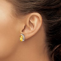 14K White Gold 12x8mm Pear Citrine Stud Earrings view 3