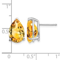 14K White Gold 12x8mm Pear Citrine Stud Earrings view 4