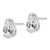 14K White Gold 12x 8mm Pear Cubic Zirconia Post Earrings view 2