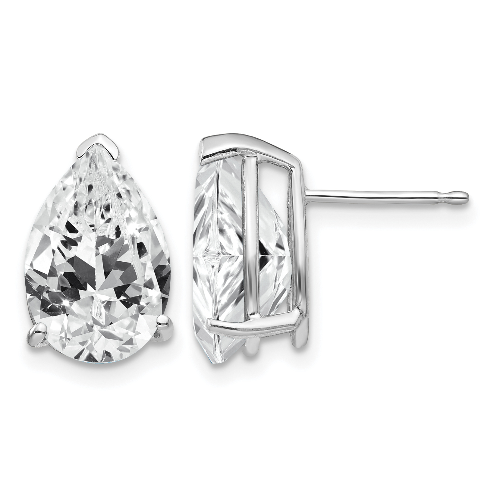 14k White Gold 12x8mm Pear Cubic Zirconia Earrings (XE84WCZ)