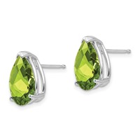 14K White Gold 12x 8mm Pear Peridot Stud Earrings view 2