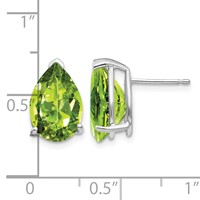 14K White Gold 12x 8mm Pear Peridot Stud Earrings view 4
