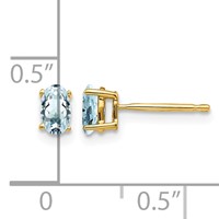 14K 5x3mm Oval Aquamarine Post Earrings view 4
