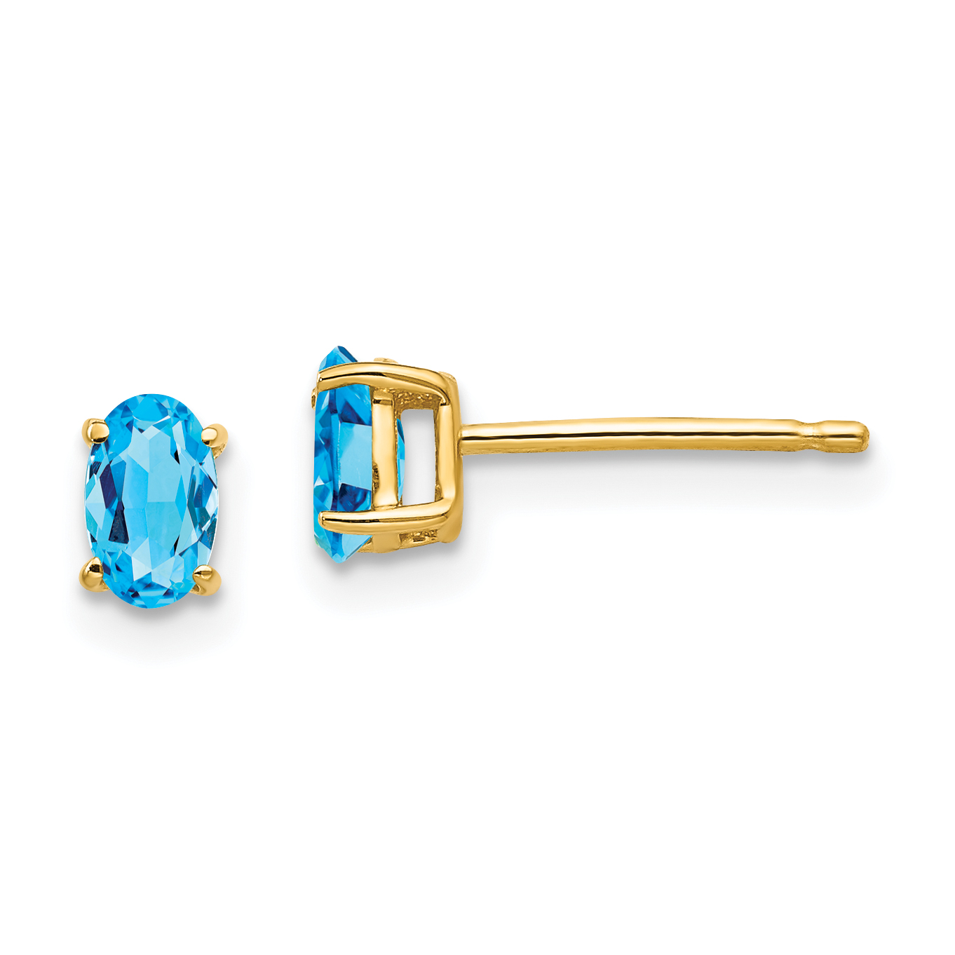14k 5x3mm Oval Blue Topaz earring (XE85BT)